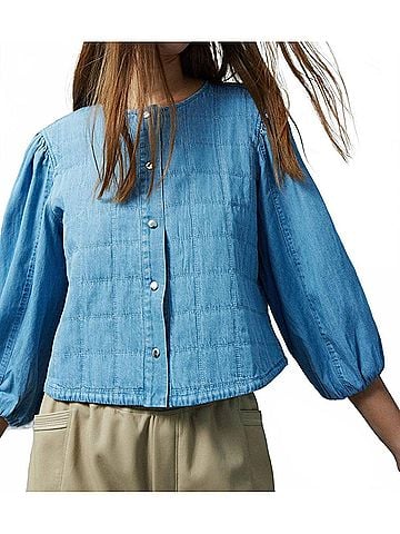Melissa Nepton Kitty Denim Jacket in Bleached Denim (view 2)