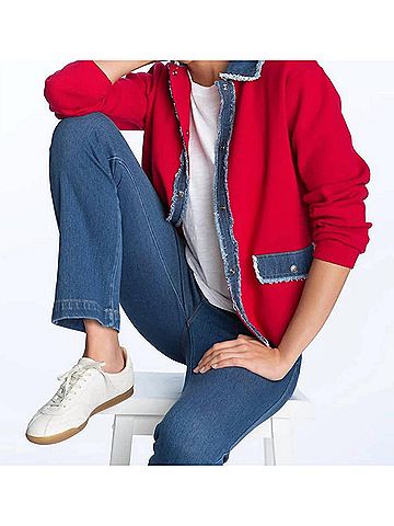 Elliott Lauren Stitch Perfect Cardigan in Red (view 2)