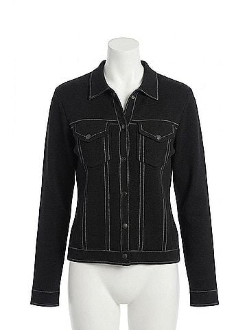 Anatomie Elaine Trucker Jacket in Black (view 1)