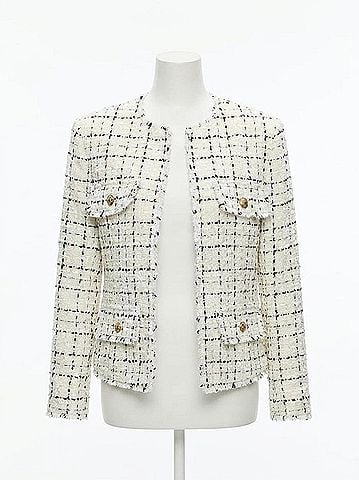 Alice + Olivia Dumont Jacket in White With Black (view 1)