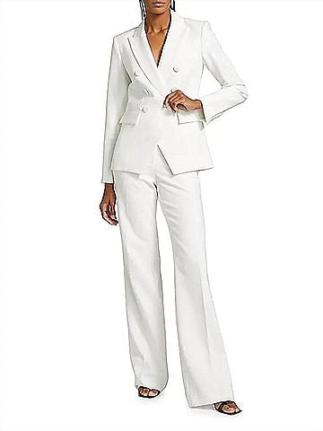 Veronica Beard Tonelli Pant With Side Stripe in Off White (view 2)