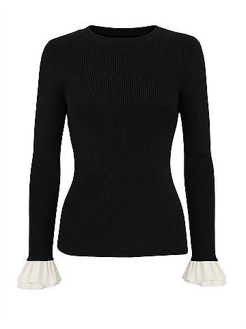 Le Superbe Women's Extra Crew A La Carte Sweater in Black (view 2)