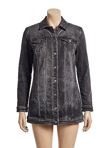 Tribal Stretch Denim Jacket in Muted Black (view 1)