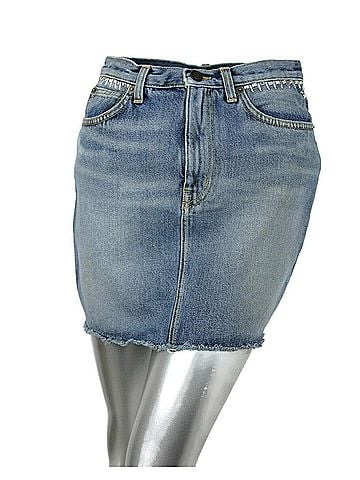 Saint Laurent Women's Dirty Light Blue Denim 80s Mini Skirt (26) (view 1)
