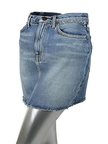 Saint Laurent Women's Dirty Light Blue Denim 80s Mini Skirt (27) (view 2)