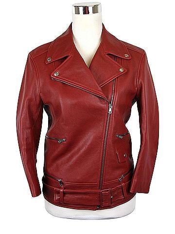 Gucci Women's Quilted Lining Red Biker Leather Jacket (G 38) (view 1)