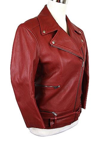 Gucci Women's Quilted Lining Red Biker Leather Jacket (G 38) (view 2)