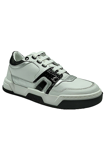 MCM Women's White Leather Visetos Low-top Sneaker EU 36/US 6 MES (view 1)