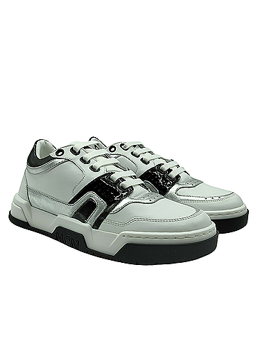 MCM Women's White Leather Visetos Low-top Sneaker EU 36/US 6 MES (view 2)