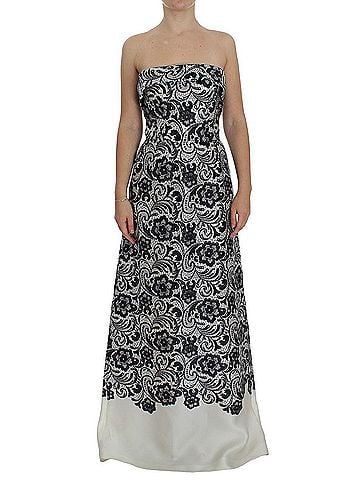 Dolce & Gabbana Basic White Floral Lace Silk Corset Maxi Women's Dress (view 1)