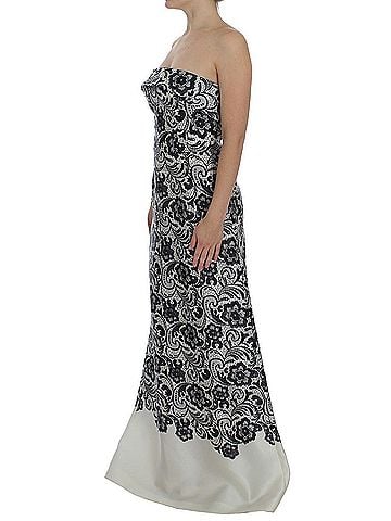 Dolce & Gabbana Basic White Floral Lace Silk Corset Maxi Women's Dress (view 2)