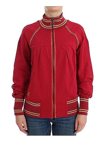 John Galliano Pink Mock Zip Cardigan Sweatshirt Women's Sweater (view 1)