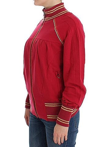 John Galliano Pink Mock Zip Cardigan Sweatshirt Women's Sweater (view 2)