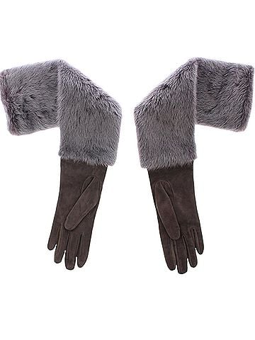 Dolce & Gabbana Basic Gray Mink Fur Lambskin Suede Leather Women's Gloves (view 1)