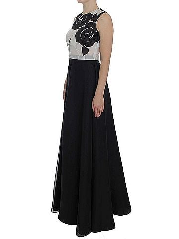 Dolce & Gabbana Basic Black White Floral Silk Sheath Gown Women's Dress (view 2)