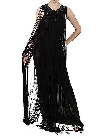 John Richmond Black Silk Beaded Sequined Sheer Women's Dress (view 1)