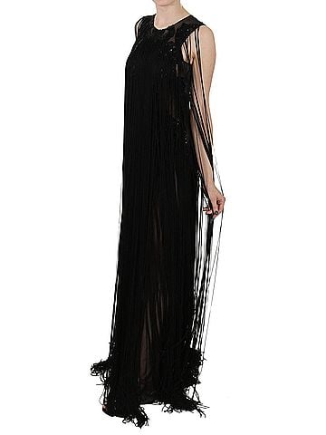 John Richmond Black Silk Beaded Sequined Sheer Women's Dress (view 2)