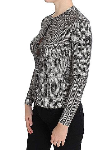 Dolce & Gabbana Basic Black White Wool Top Cardigan Women's Sweater (view 2)