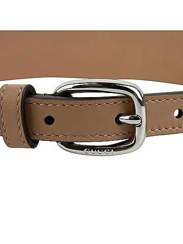 Gucci Women's Studded Skinny Silver Buckle Beige Leather Belt (95 / 38) (view 2)