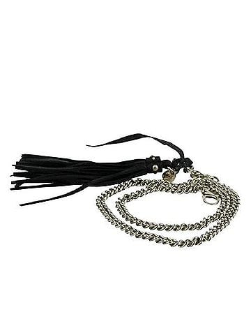 Gucci Women's Chain Tassel Gold / Black Leather Belt (80 / 32) (view 1)