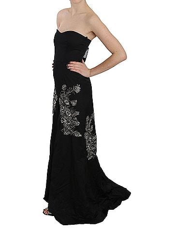 John Richmond Black Sequined Flare Ball Gown Women's Dress (view 2)