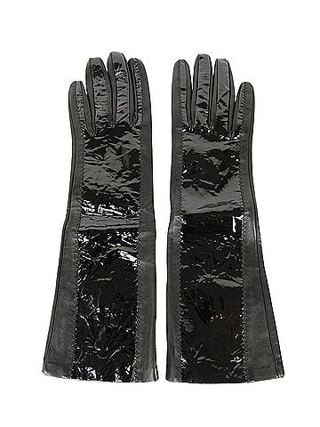 Bottega Veneta Women's Black Leather/Patent Leather Long Gloves (6.5) (view 1)