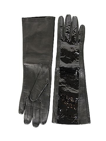 Bottega Veneta Women's Black Leather/Patent Leather Long Gloves (6.5) (view 2)