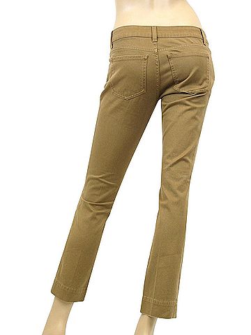 Gucci Women's Leather Laces Brown Cotton Elastane Capri Jeans Pants (42) (view 2)