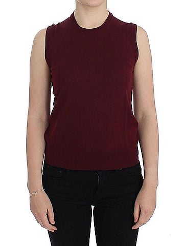 Dolce & Gabbana Basic Red Sleeveless Crewneck Vest Women's Pullover (view 1)
