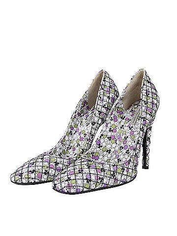 Bottega Veneta Women's Green / Purple Floral Leather Heels (40 G / 10 US) (view 2)