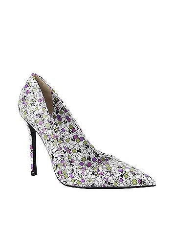 Bottega Veneta Women's Green / Purple Floral Woven Leather Heels (37 EU / 7 US) (view 1)