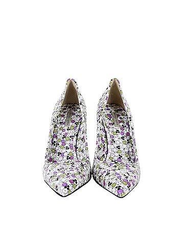 Bottega Veneta Women's Green / Purple Floral Woven Leather Heels (37 EU / 7 US) (view 2)