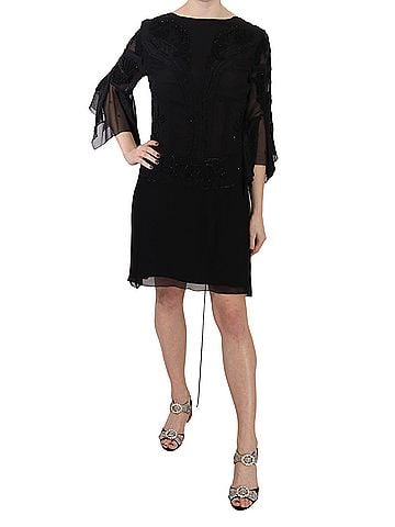 John Richmond Black Sequined Silk Mini Shift Women's Gown (view 1)