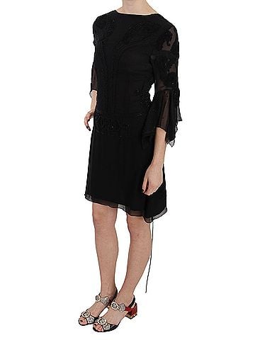 John Richmond Black Sequined Silk Mini Shift Women's Gown (view 2)