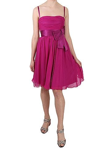 Dolce & Gabbana Basic Fuchsia Pink Bow Silk Sleeveless Women's Dress (view 1)