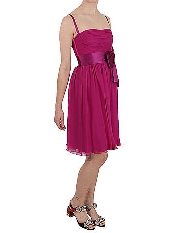 Dolce & Gabbana Basic Fuchsia Pink Bow Silk Sleeveless Women's Dress (view 2)