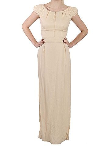 Dolce & Gabbana Basic Beige Silk Column Cap Sleeve Gown Women's Dress (view 1)