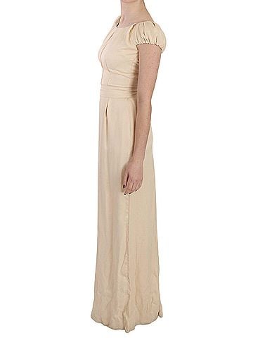 Dolce & Gabbana Basic Beige Silk Column Cap Sleeve Gown Women's Dress (view 2)