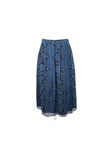 Burberry Women's Mineral Blue Silk Pleated Skirt With Snake Print (38 EU / 04 US) (view 1)