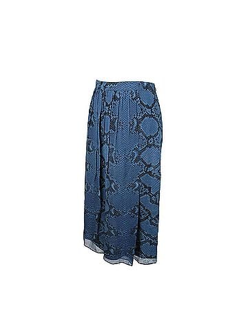 Burberry Women's Mineral Blue Silk Pleated Skirt With Snake Print (38 EU / 04 US) (view 2)