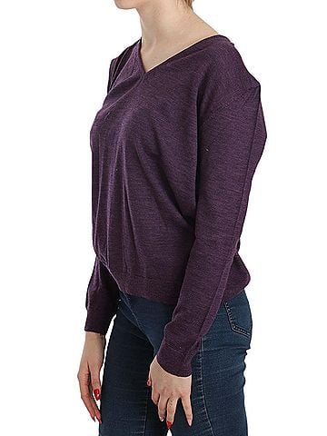 Byblos Purple V-neck Long Sleeve Pullover Women's Top (view 2)