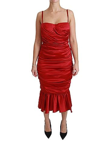 Dolce & Gabbana Basic Red Silk Stretch Mermaid Bodycon Women's Dress (view 1)