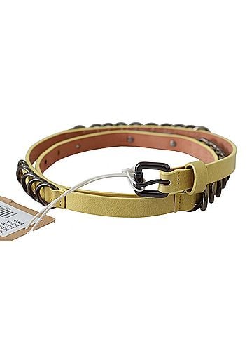 John Galliano Yellow Leather Luxury Slim Buckle Fancy Women's Belt (view 2)