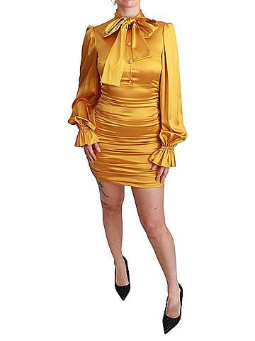 Dolce & Gabbana Basic Yellow Silk Stretch Sheath Bodycon Mini Women's Dress (view 1)