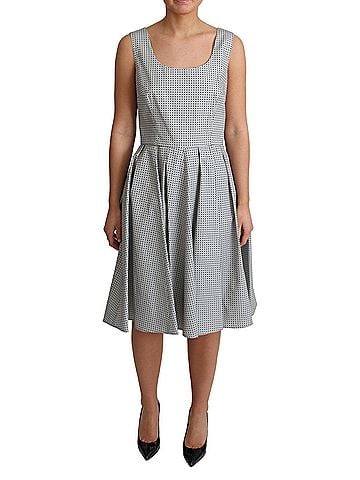 Dolce & Gabbana Basic Gray Polka Dotted Cotton A-Line Women's Dress (view 1)
