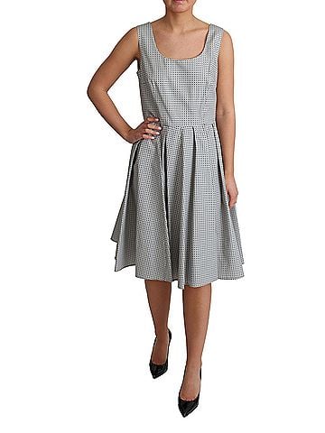 Dolce & Gabbana Basic Gray Polka Dotted Cotton A-Line Women's Dress (view 2)