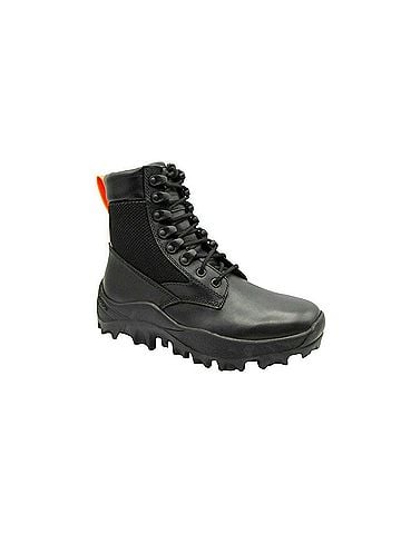 MCM Women's Black Leather Reflective Patch With Orange Pull Boots (39 EU / 9 US) (view 1)