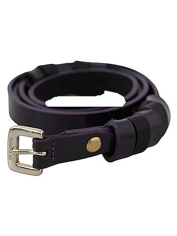GF Ferre Black Leather Thin Gold Metal Chrome Buckle Women's Belt (view 1)