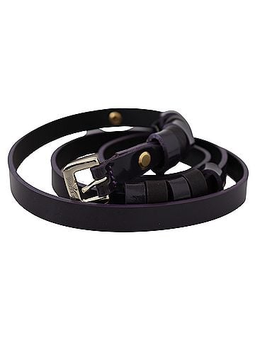 GF Ferre Black Leather Thin Gold Metal Chrome Buckle Women's Belt (view 2)