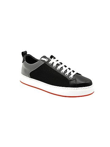 MCM Women's Black Leather Silver Reflective Canvas Sneaker (37 EU / 7 US) (view 1)